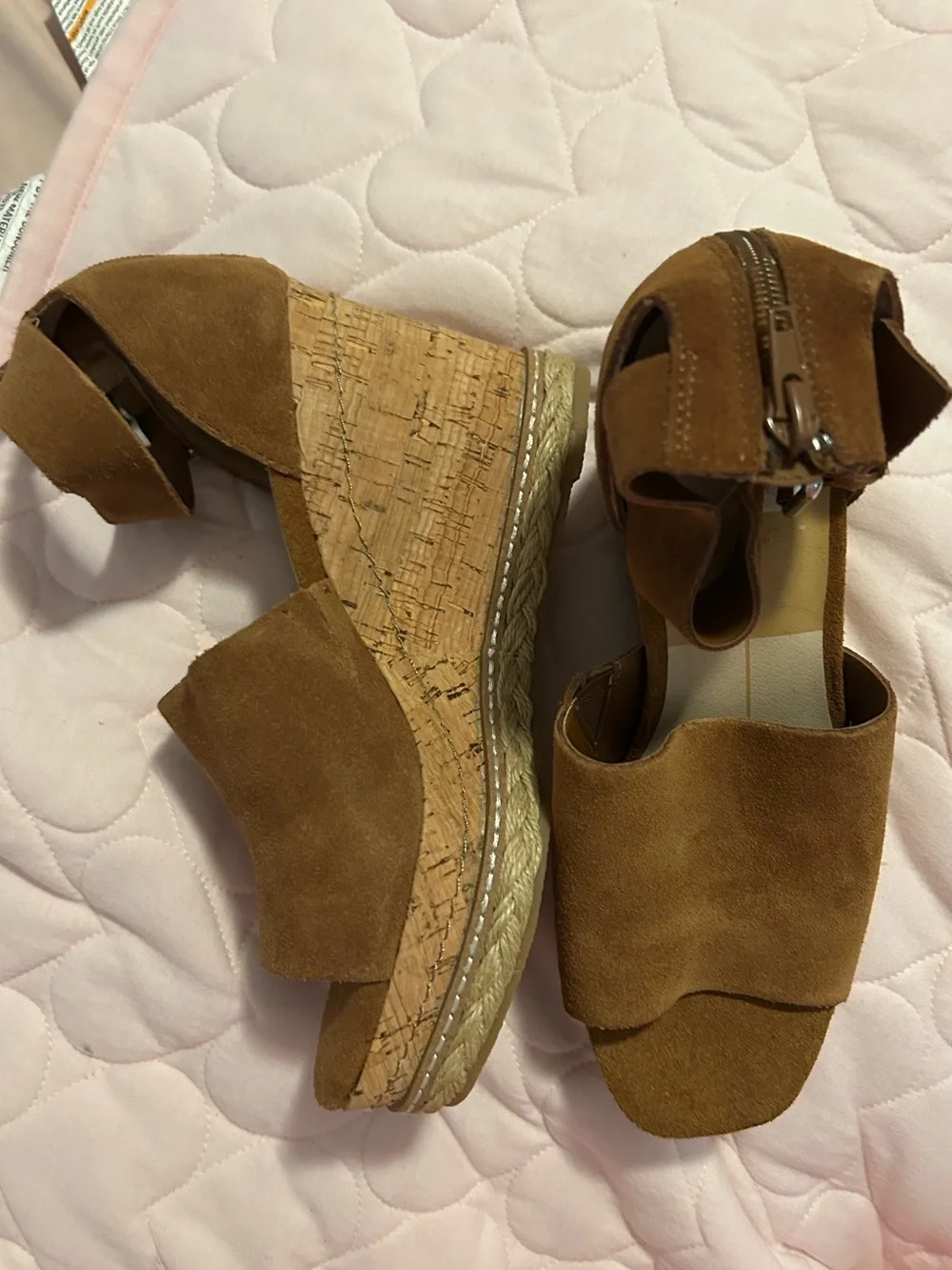 Dolce Vita Tan Suede Ankle-Strap Wedge Sandals